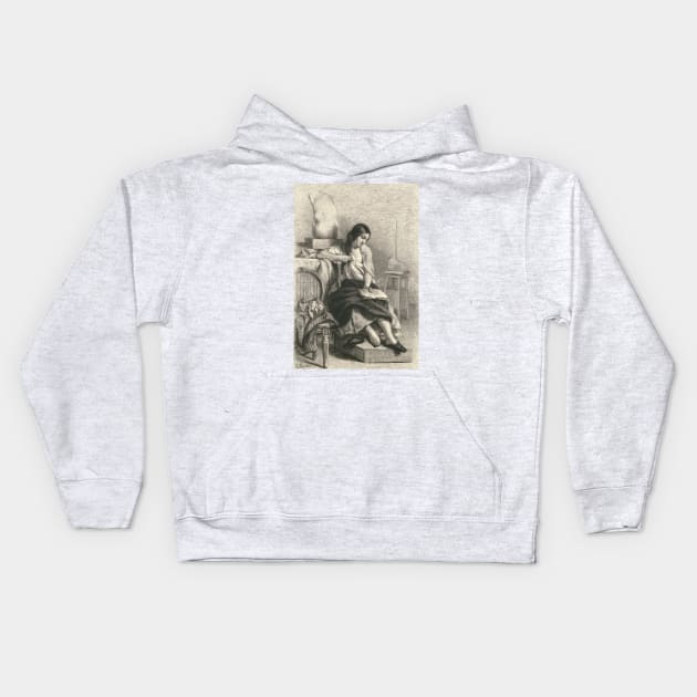 Model Reading in the Studio by Gustave Courbet Kids Hoodie by Classic Art Stall